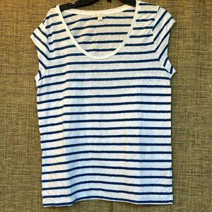 Blue and White Striped Women's Top